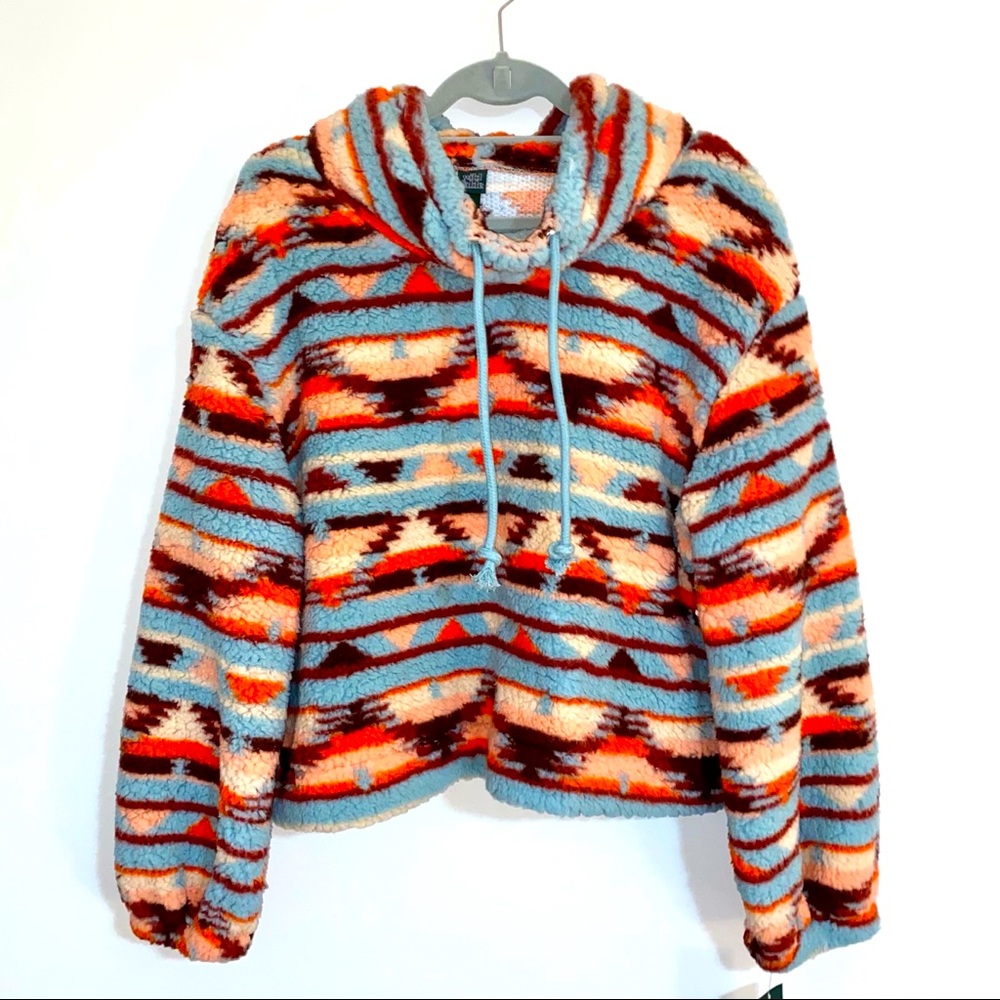 Wild Fable Aztec print Sherpa Cropped Pullover